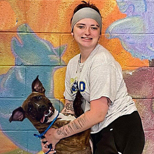 photo of Dodger and his new owner